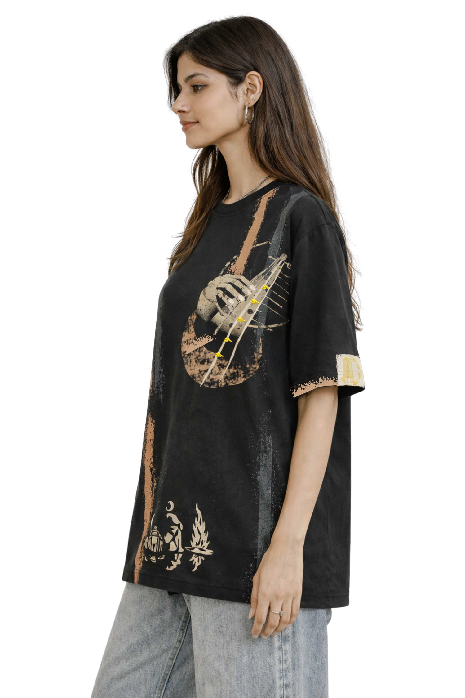 String Black Tee-Women