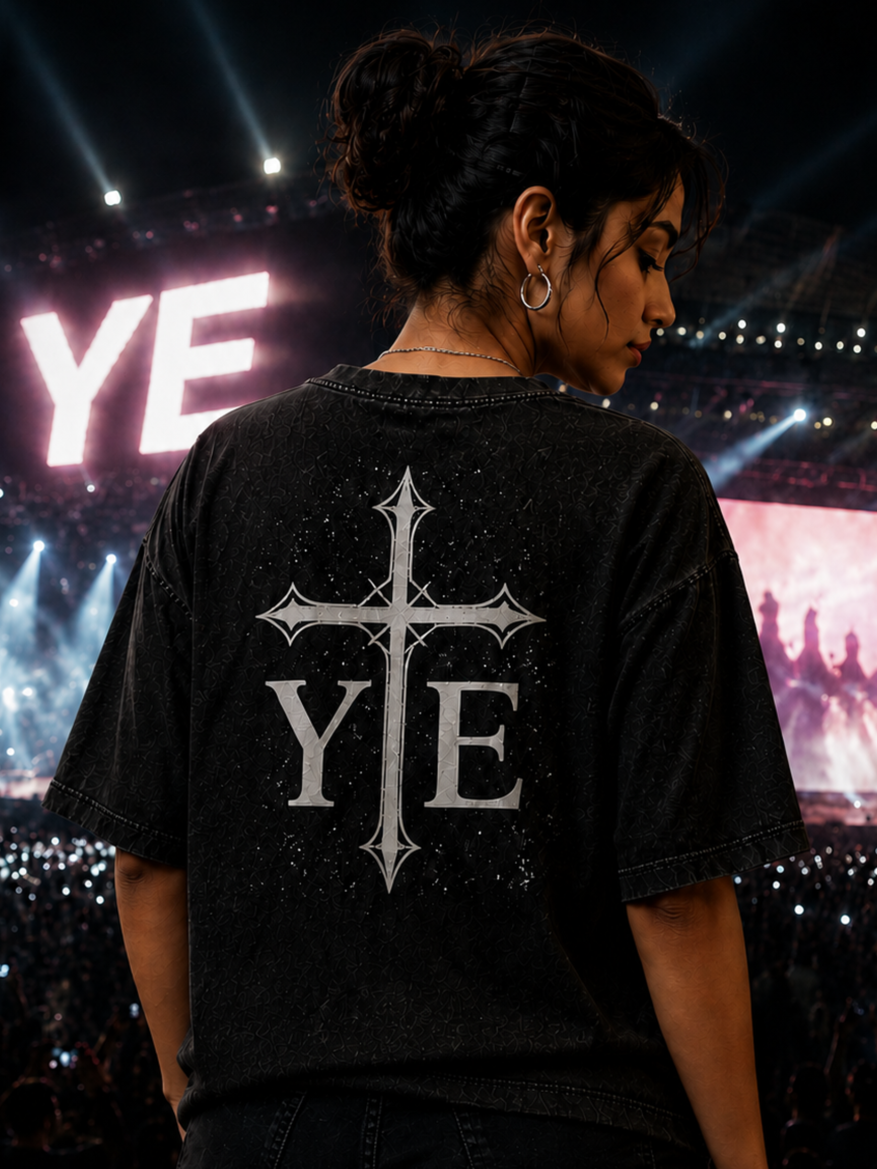 YE Gothic Cross X YE Red Concert Ready Couple Combo Oversized Tee — Performer Exclusive