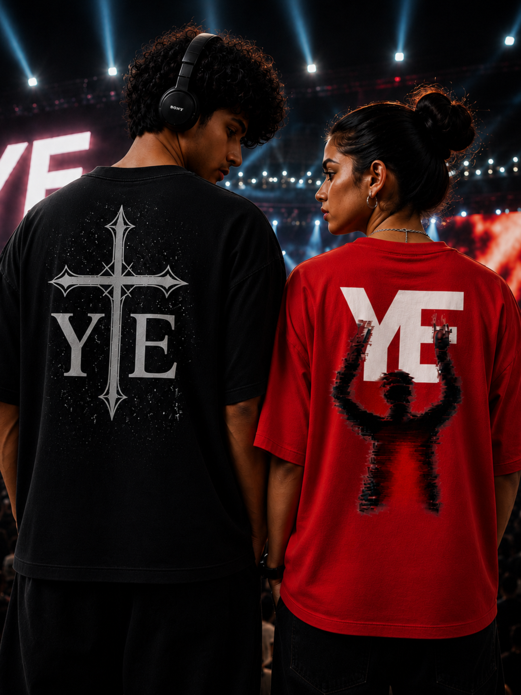 oversized t-shirt red and black