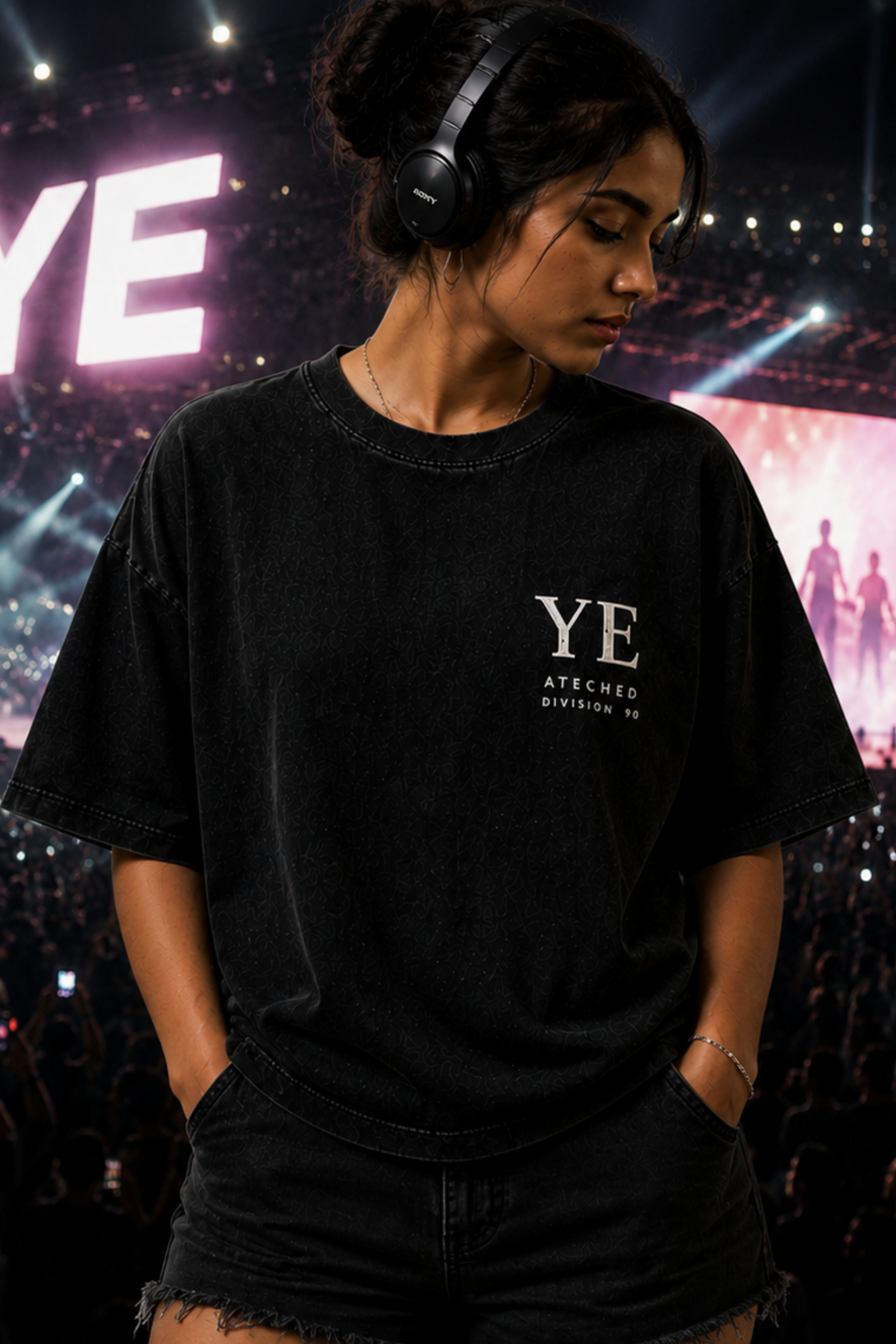 YE Gothic Cross Oversized T-shirt for Women 