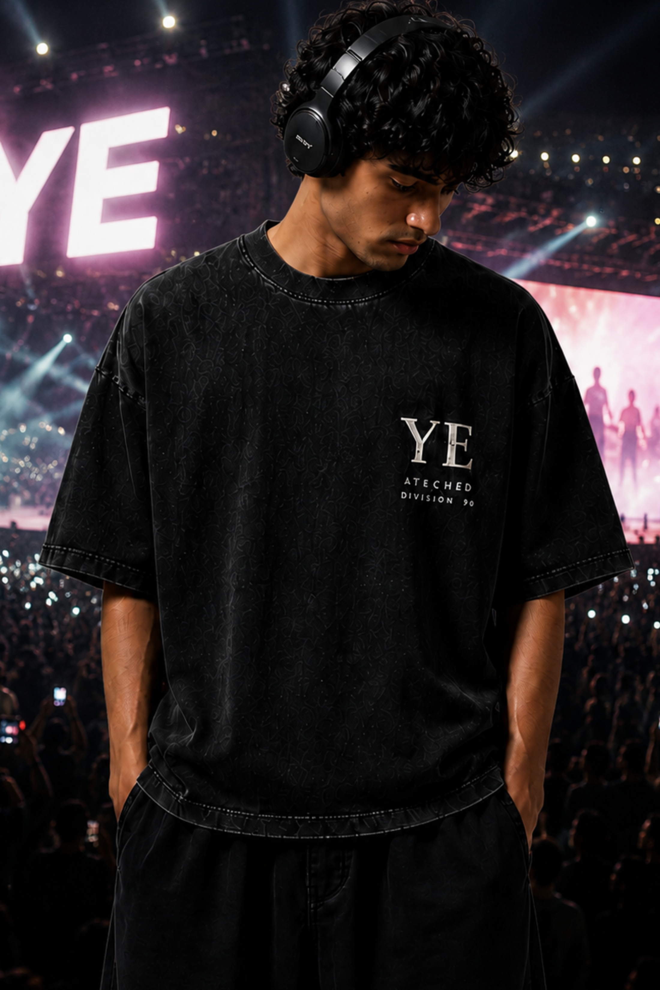 YE Gothic Cross Oversized T-shirt for Men Back View - Atached Streetwear India