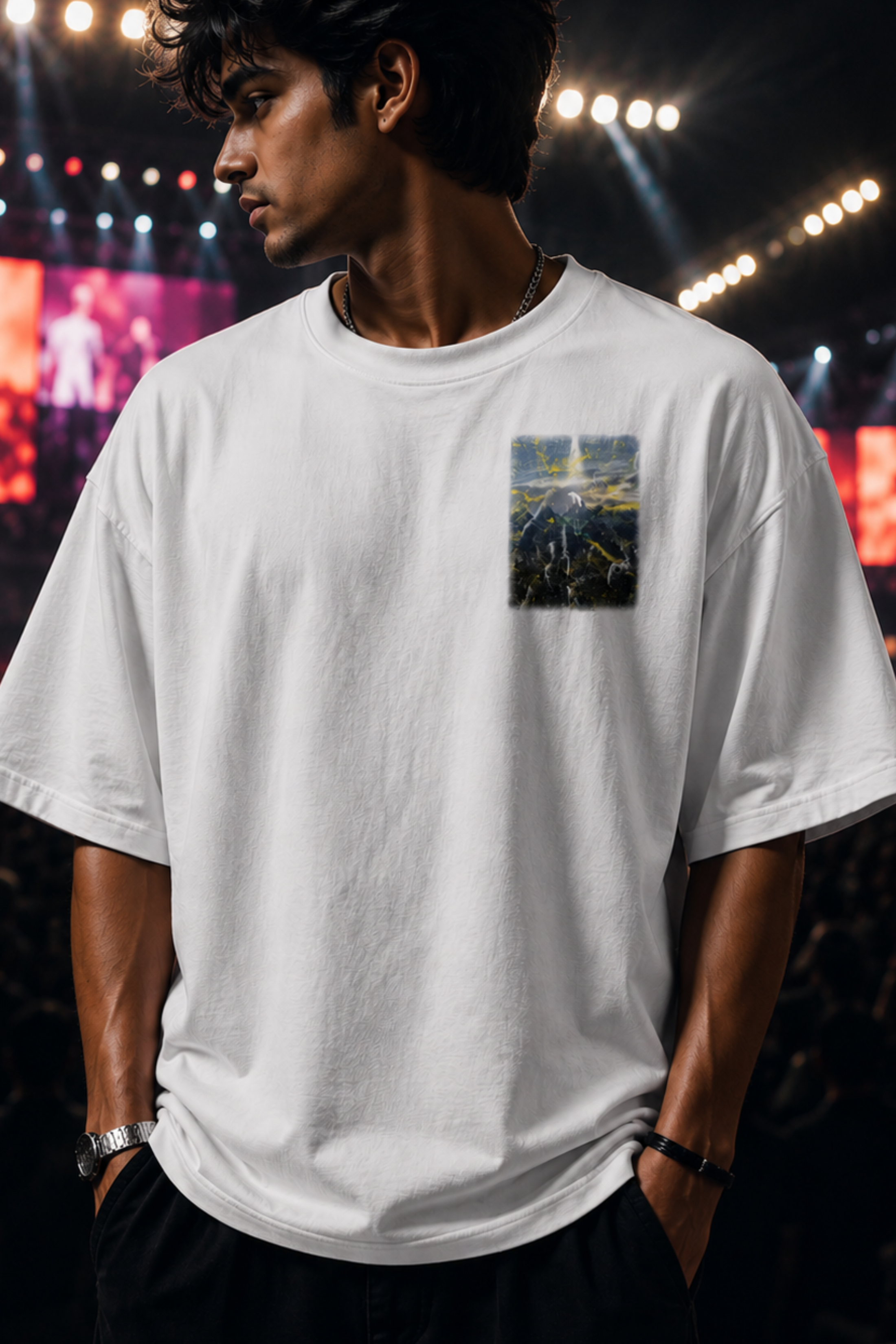 YE Bully White Concert Ready Oversized T-shirt for Men Back View - Atached Streetwear India
