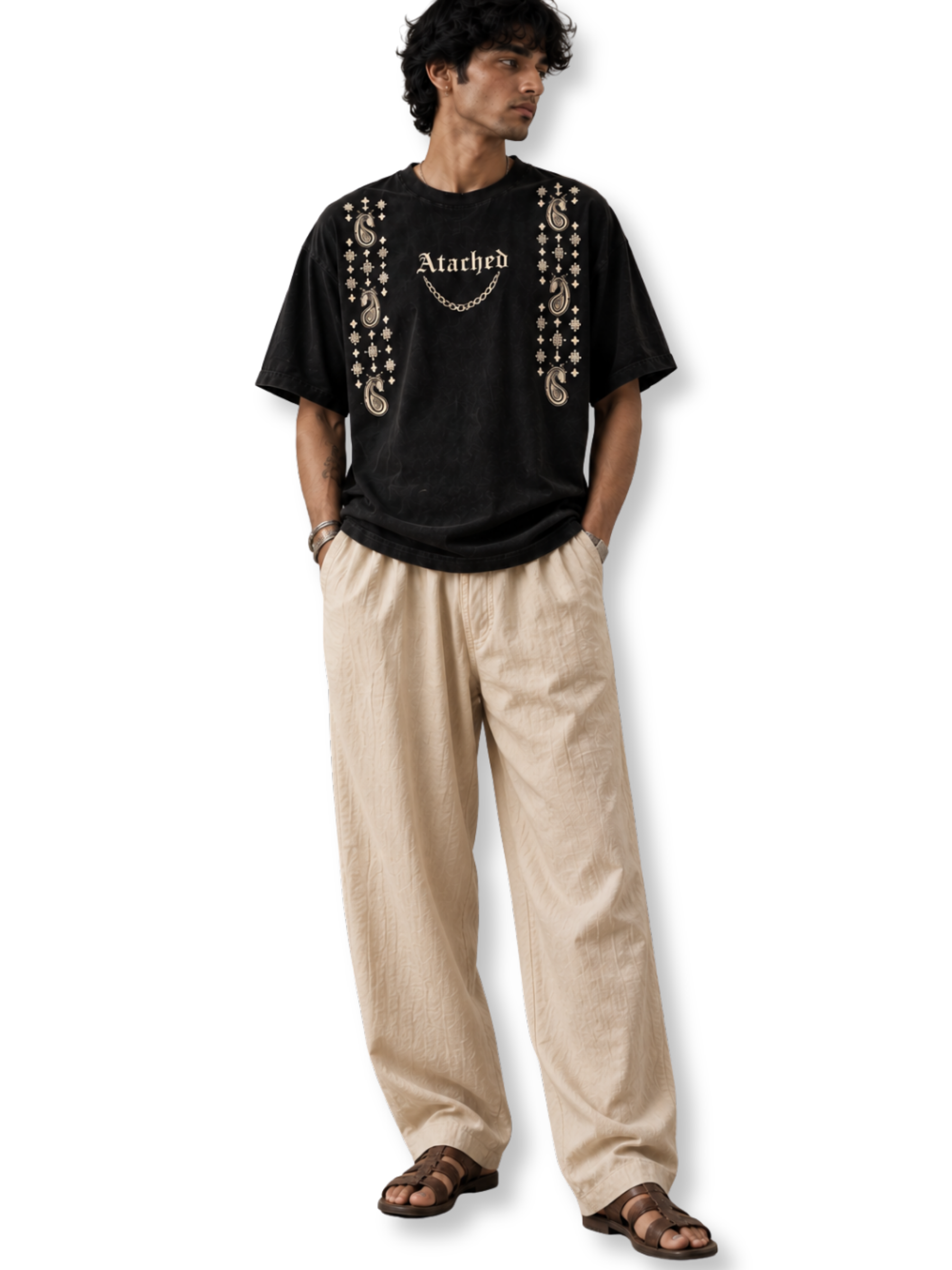 Paisley Oversized Tee Black - Men