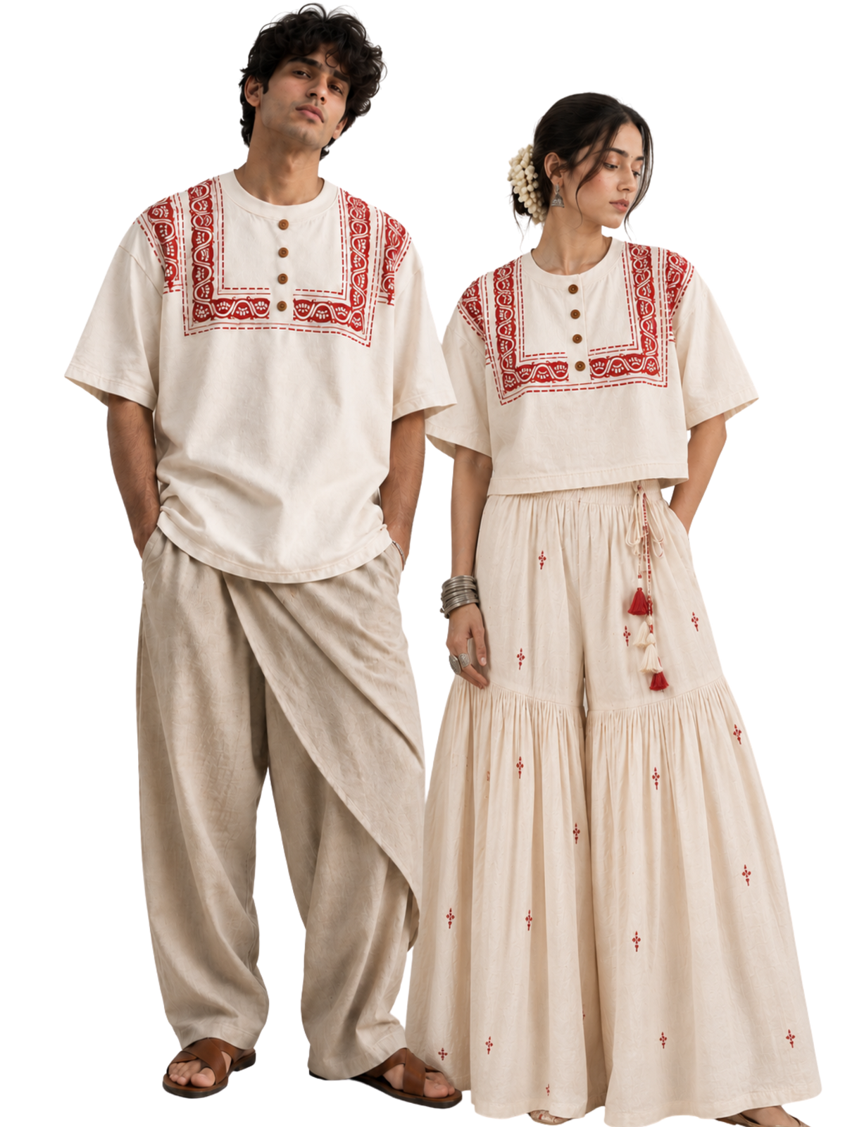 Karigari Oversized Tee+CropTop-Couple Combo