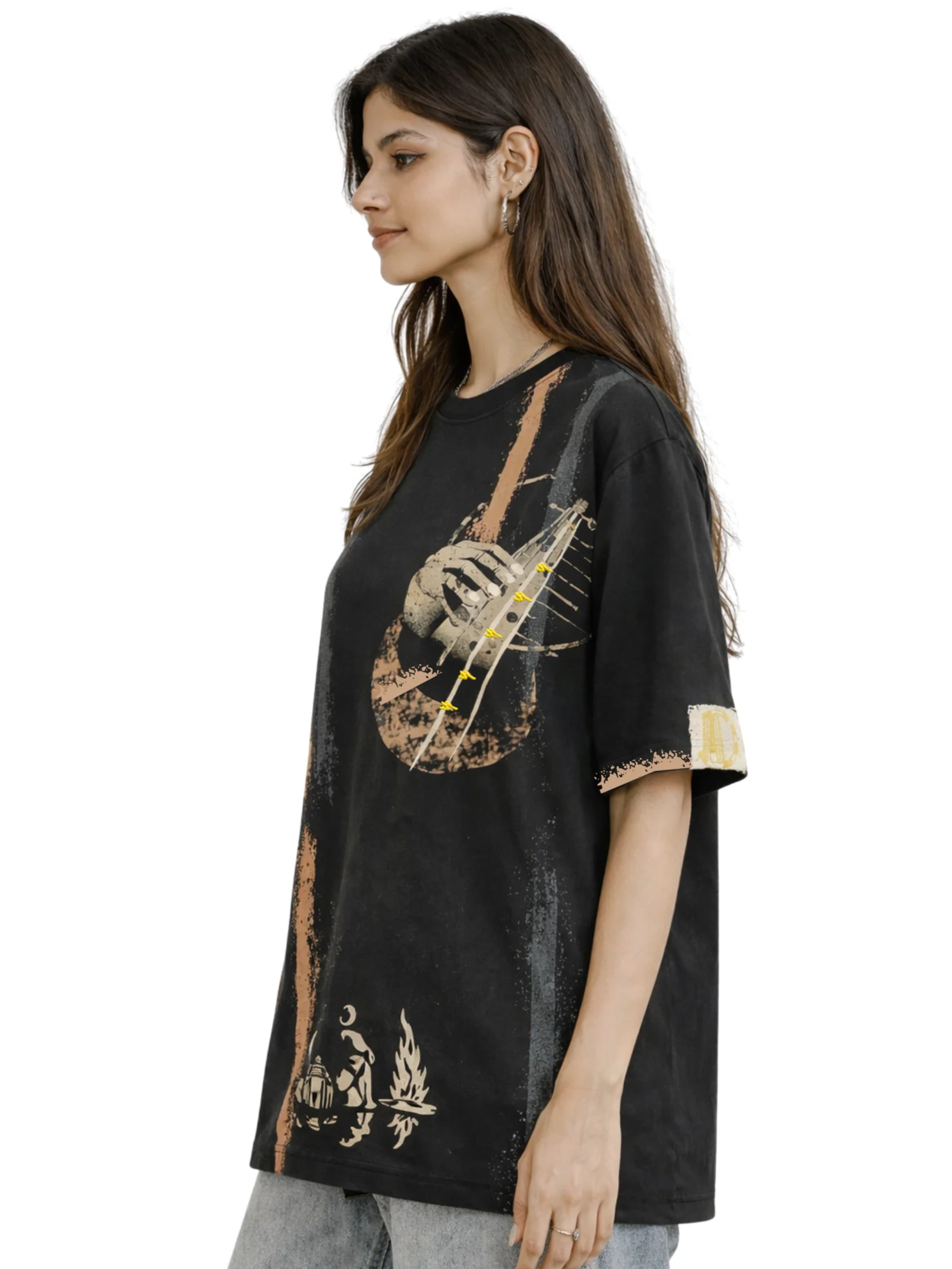 String Black Tee-Women
