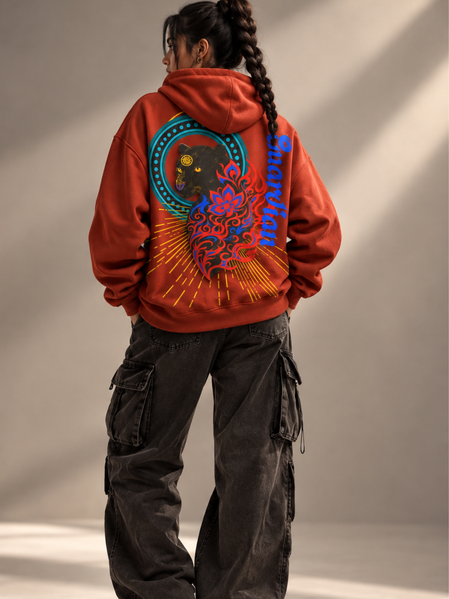 Veerya  Handcrafted Hoodie Rust-Women