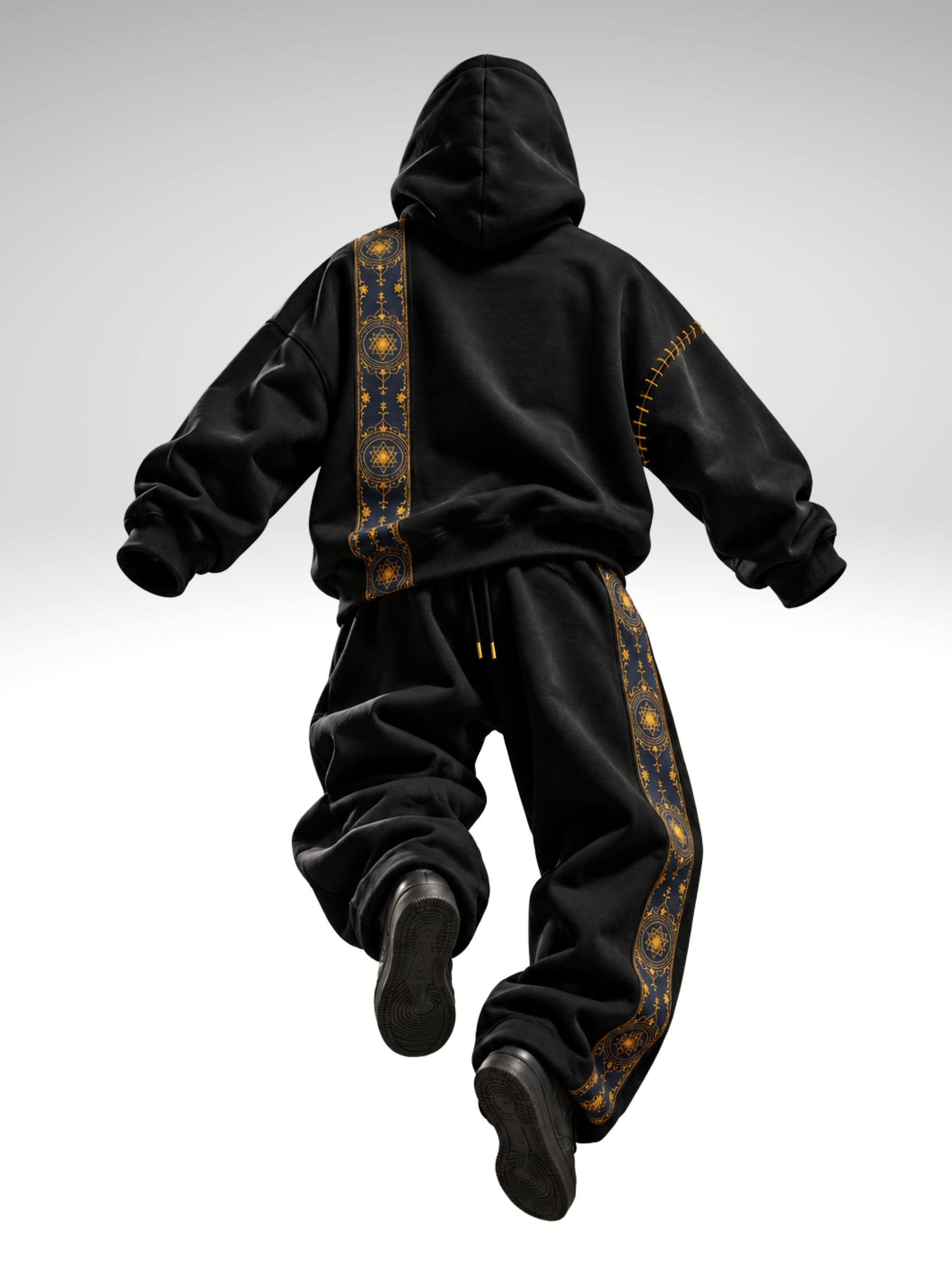 Cosmic Hoodie-Flared Stylised Black Coordset - Men