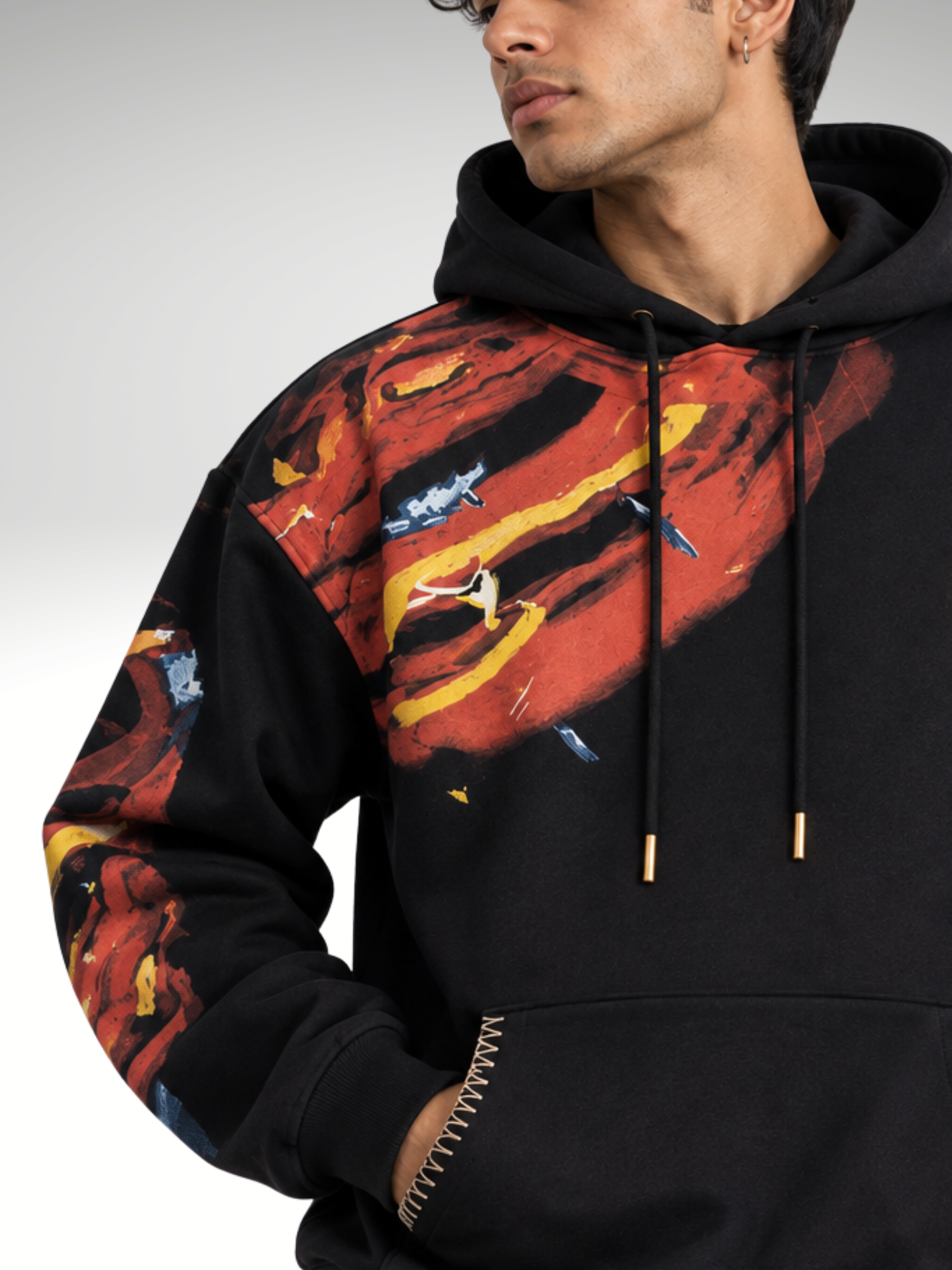 Saahas Handcrafted Hoodie Black - Men
