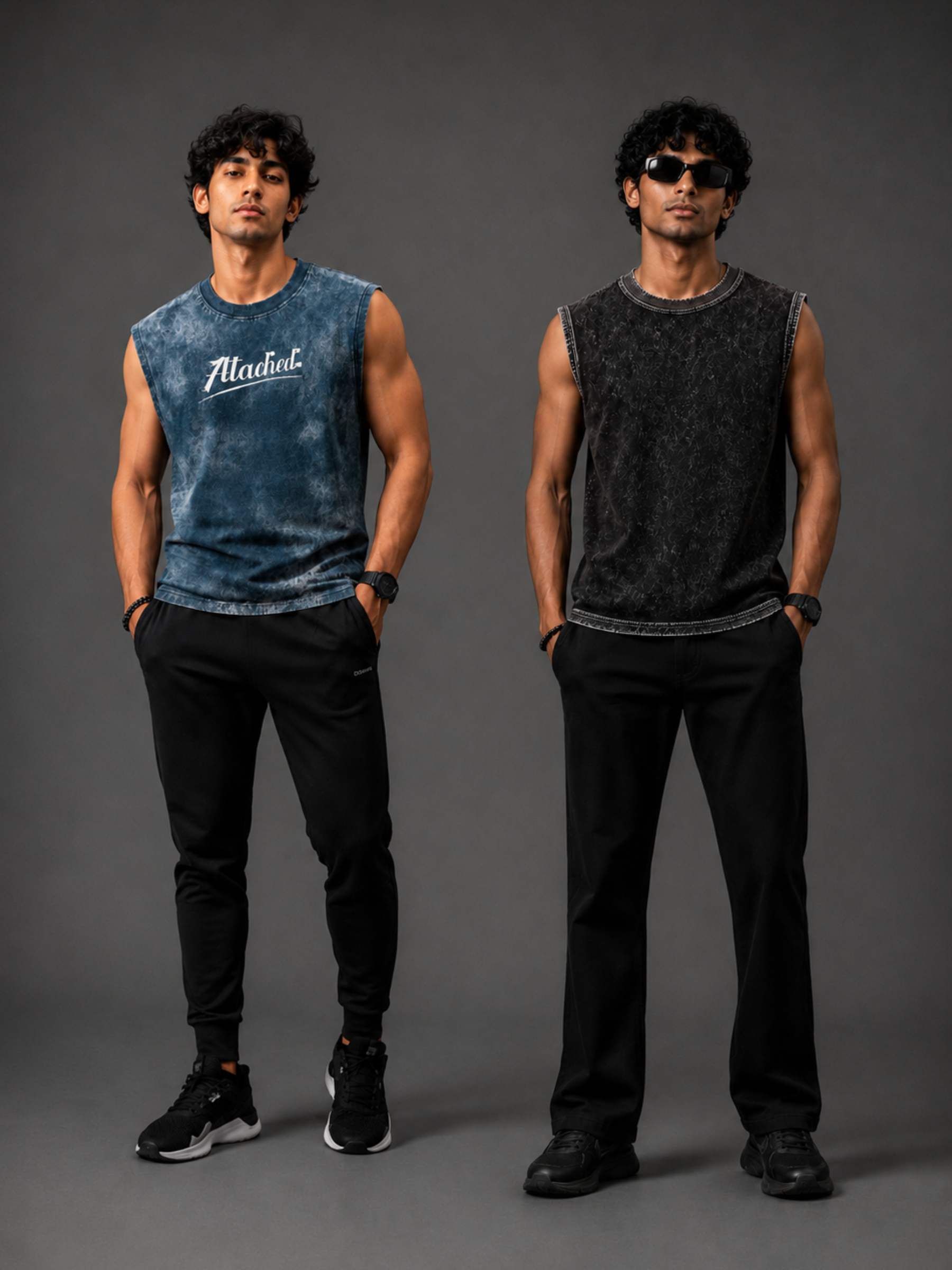 FlexCore Ocean Blue Vest + PulseMax Black Athletic Vest - Men's Combo
