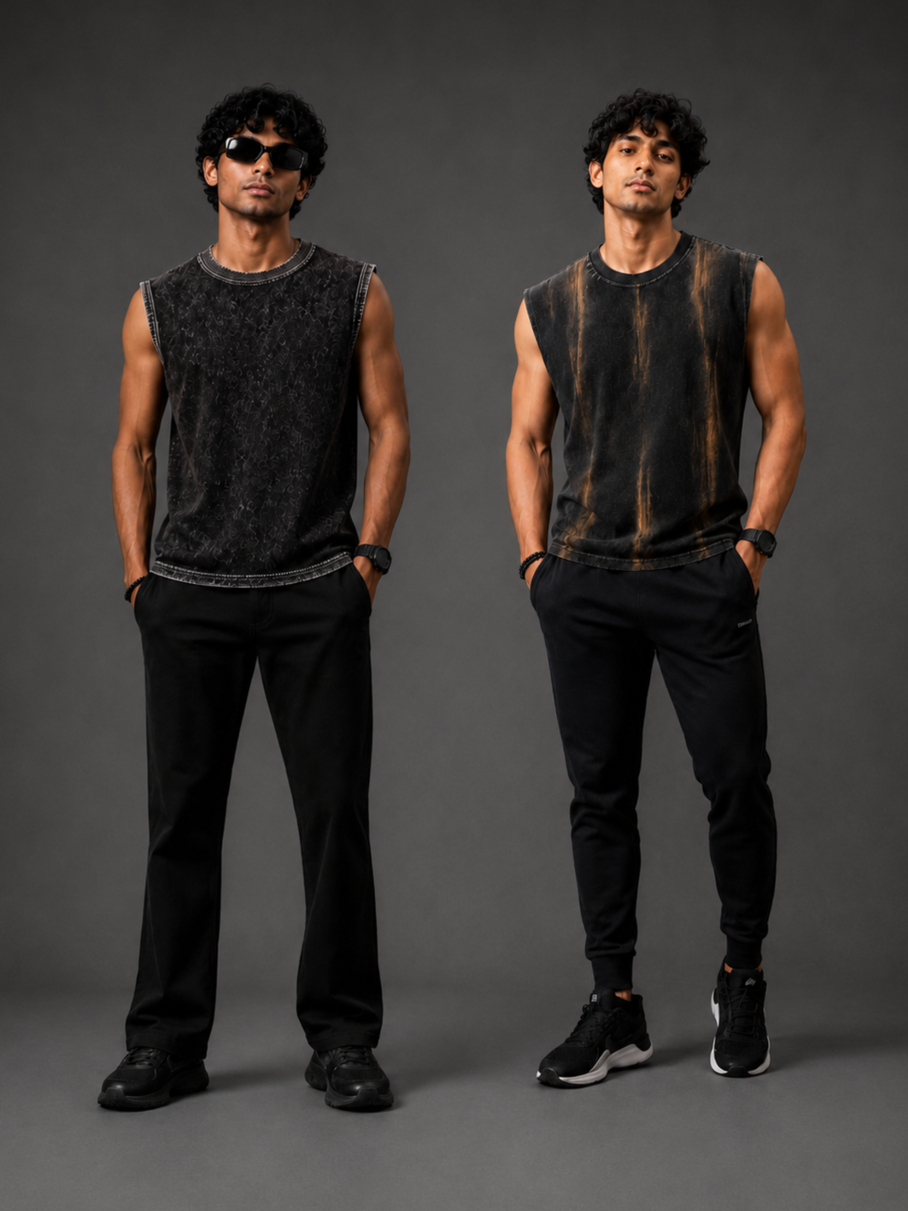 PulseMax Black Athletic Vest + VeloDrive Sport Vest - Men's Combo