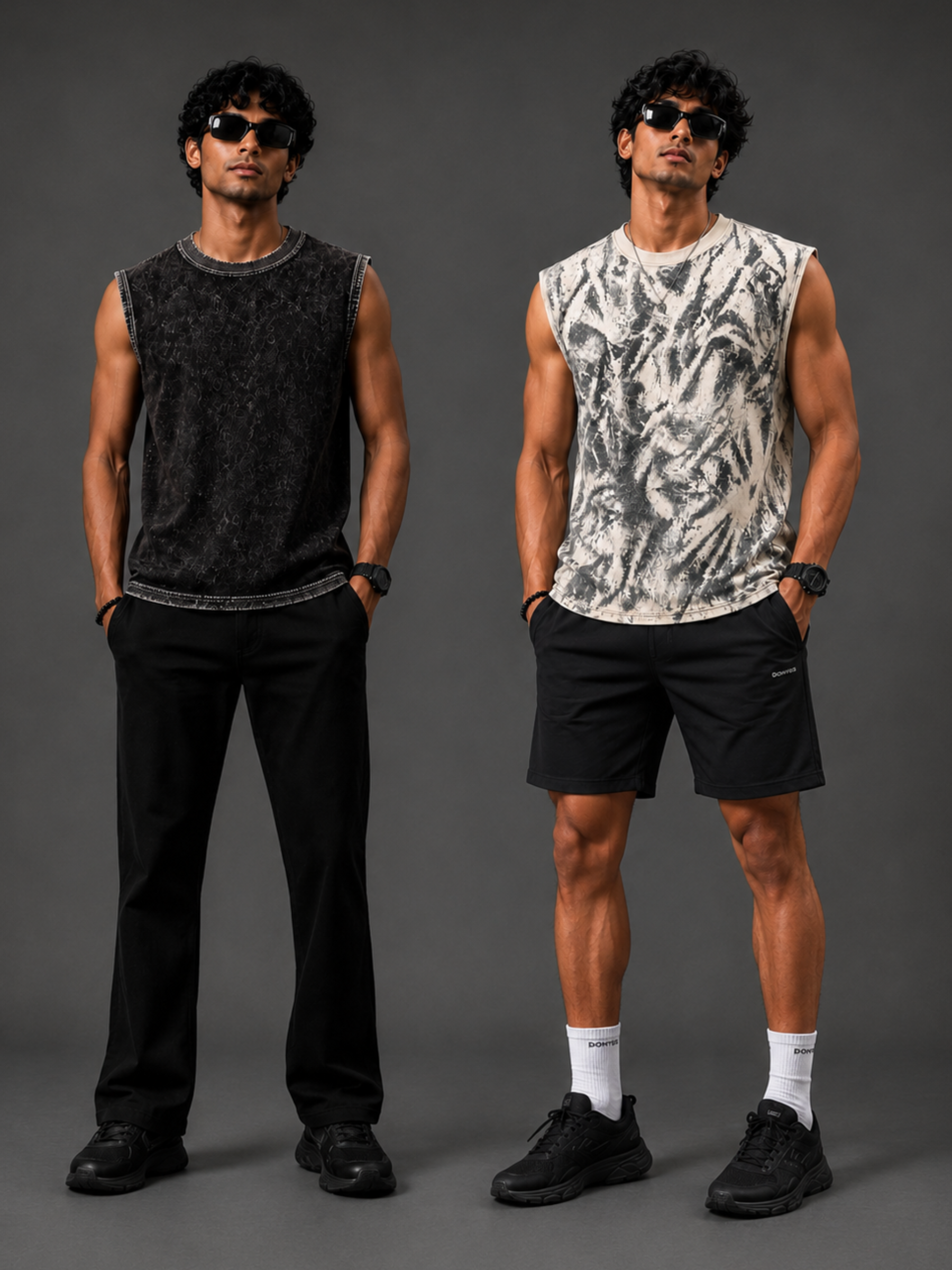PulseMax Black Athletic Vest + KineticFlow Mesh Vest - Men's Combo