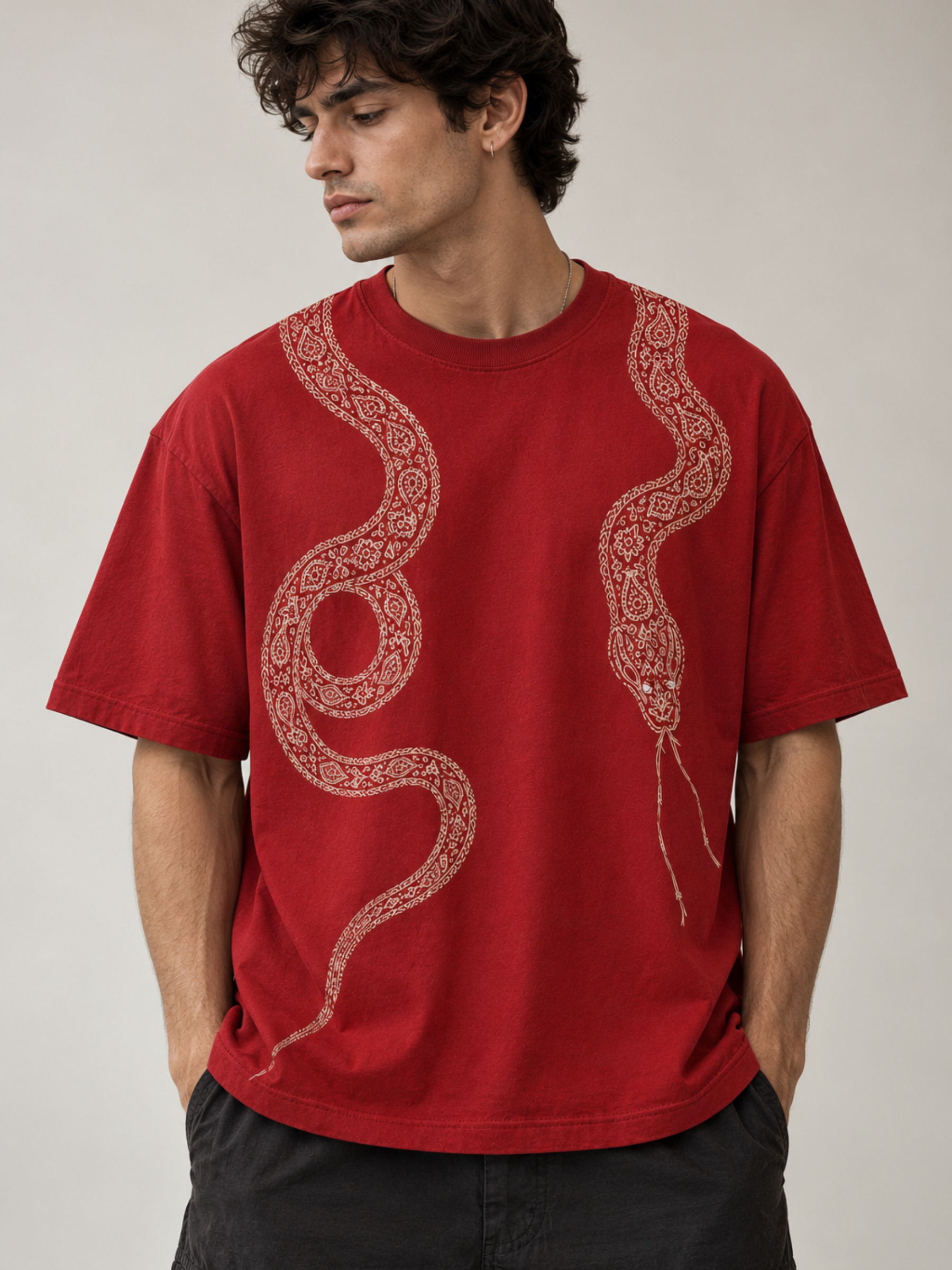 NAGA Oversized Red Tee - Men