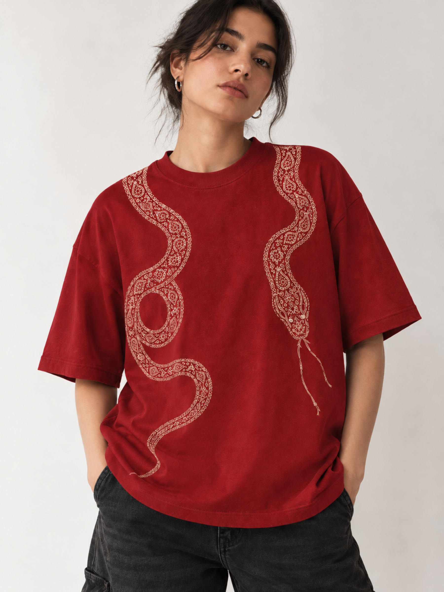 NAGA Oversized Red Tee - Women