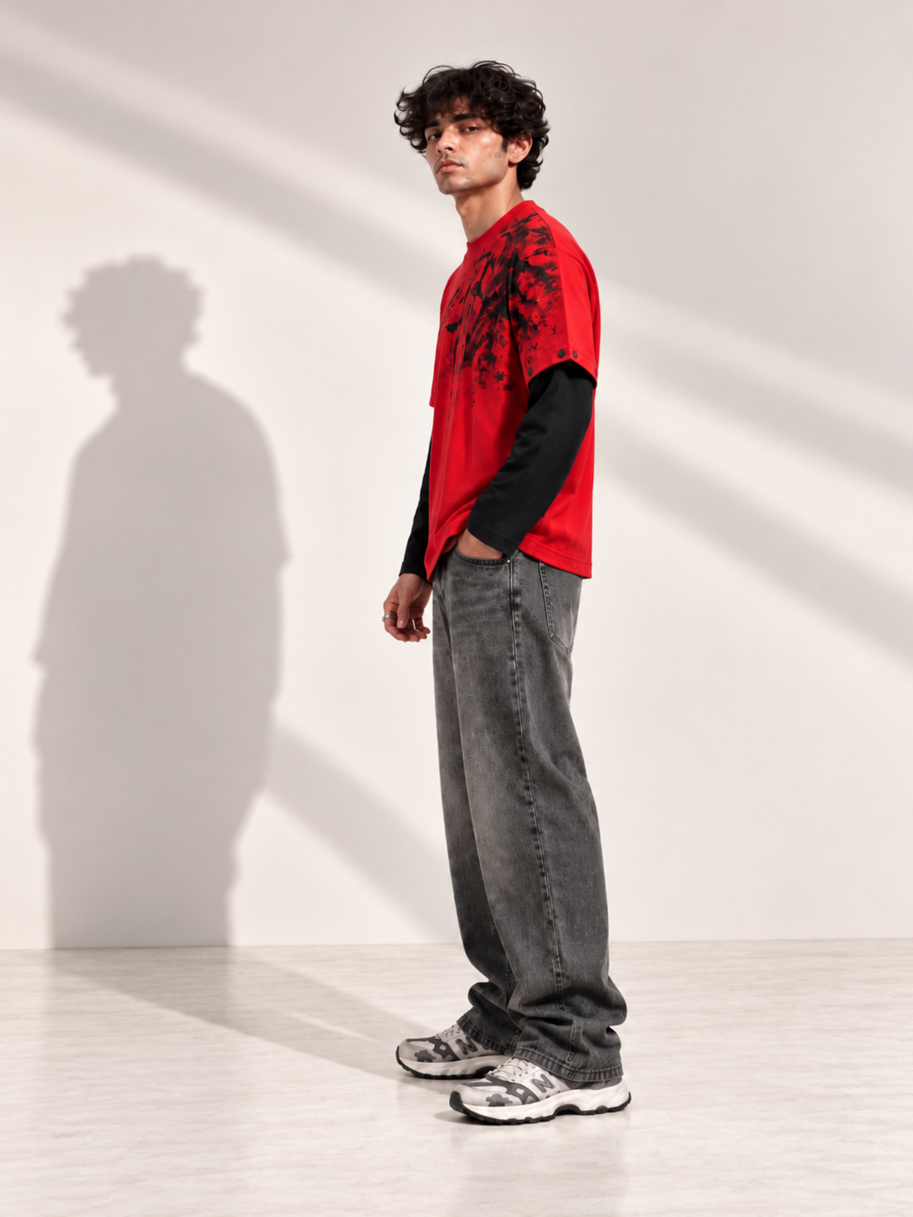 Mt Everest 2.0 Oversized Tee Detachable Sleeves Red-Men