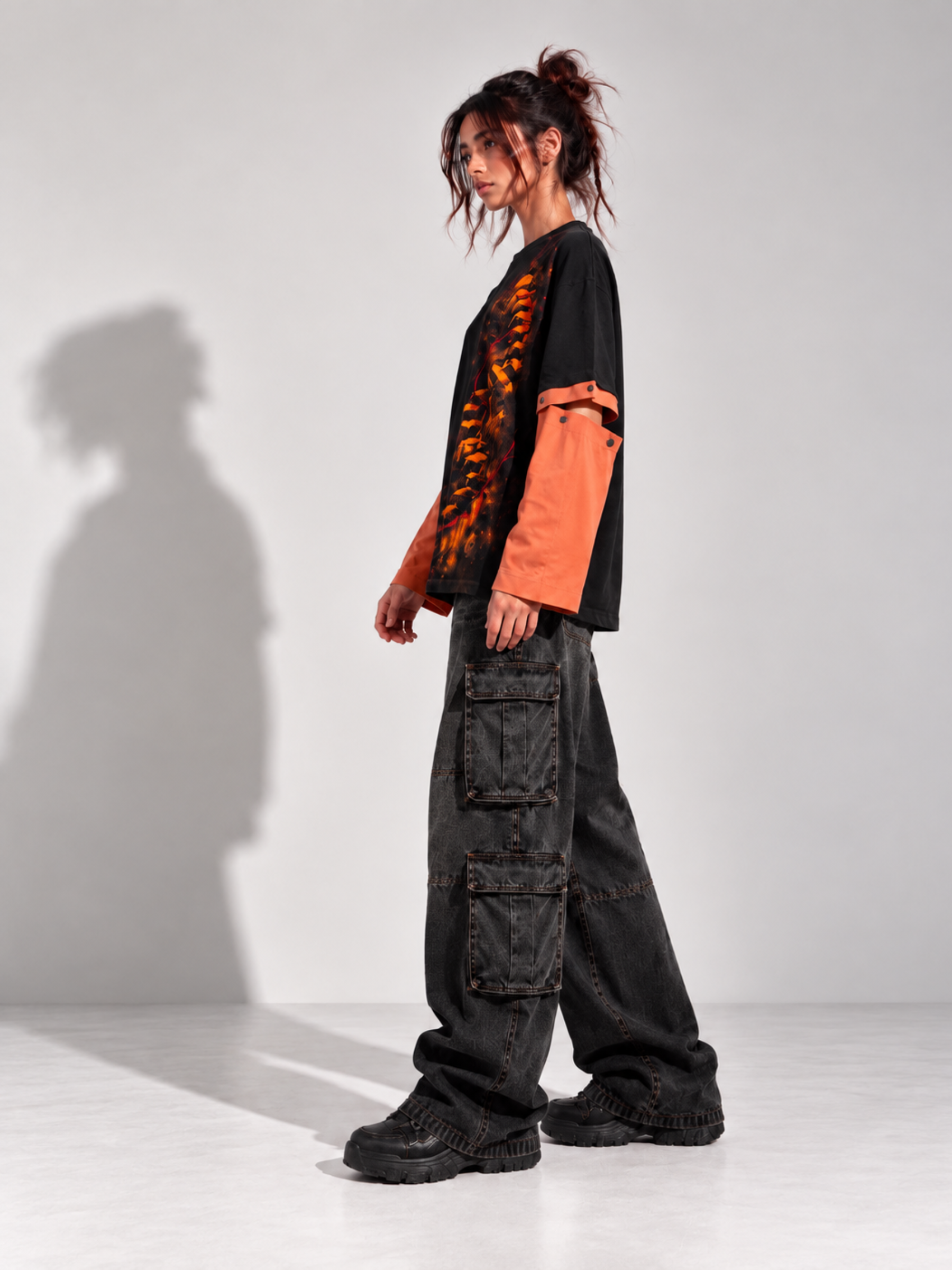 Saap Seedhi 2.0 Oversized Tee Detachable Sleeves Black-Women