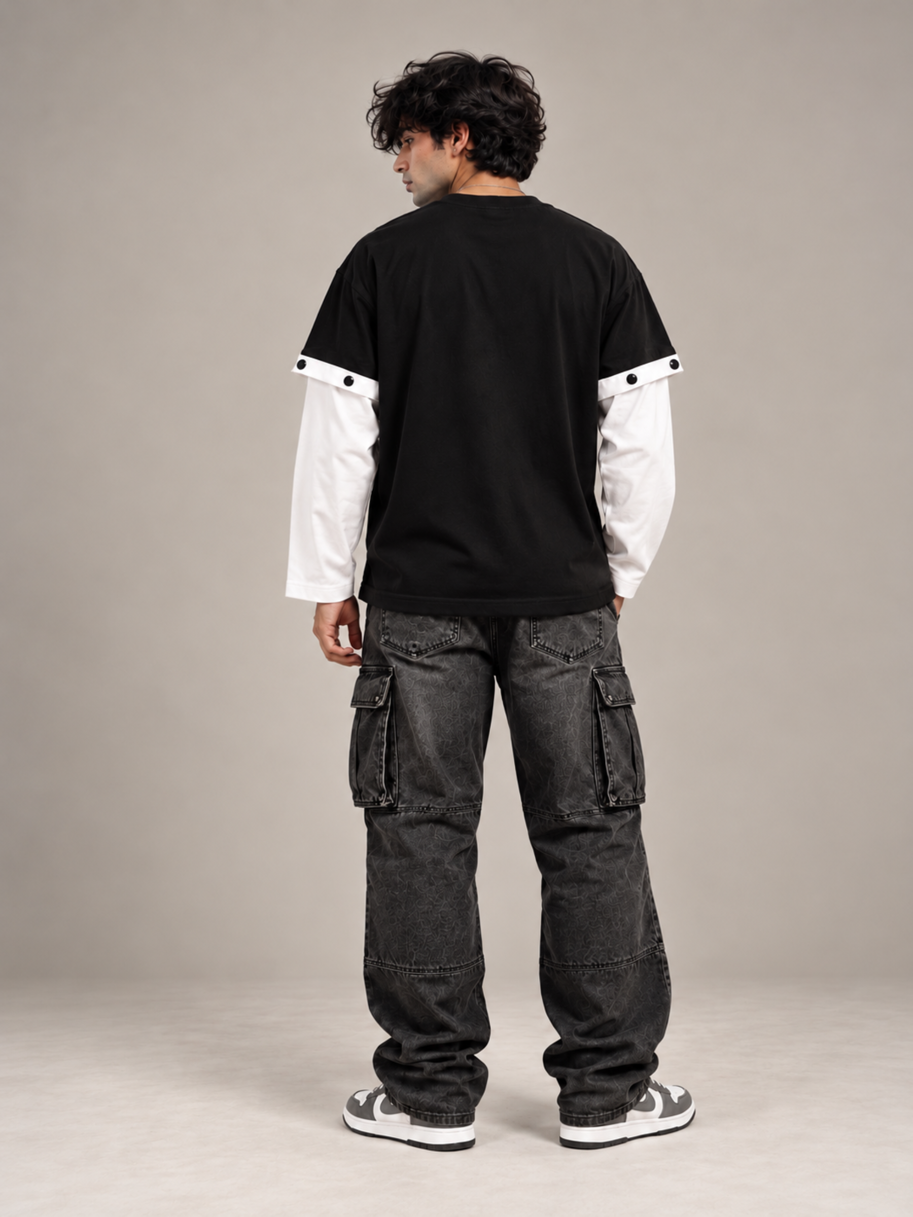 The Skull Oversized Tee Detachable Sleeves Black-Men
