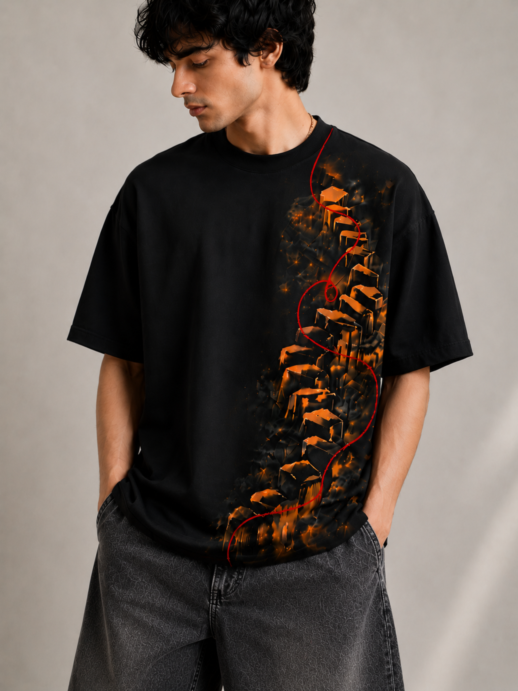 Saap Seedhi Oversized Tee - Black Men