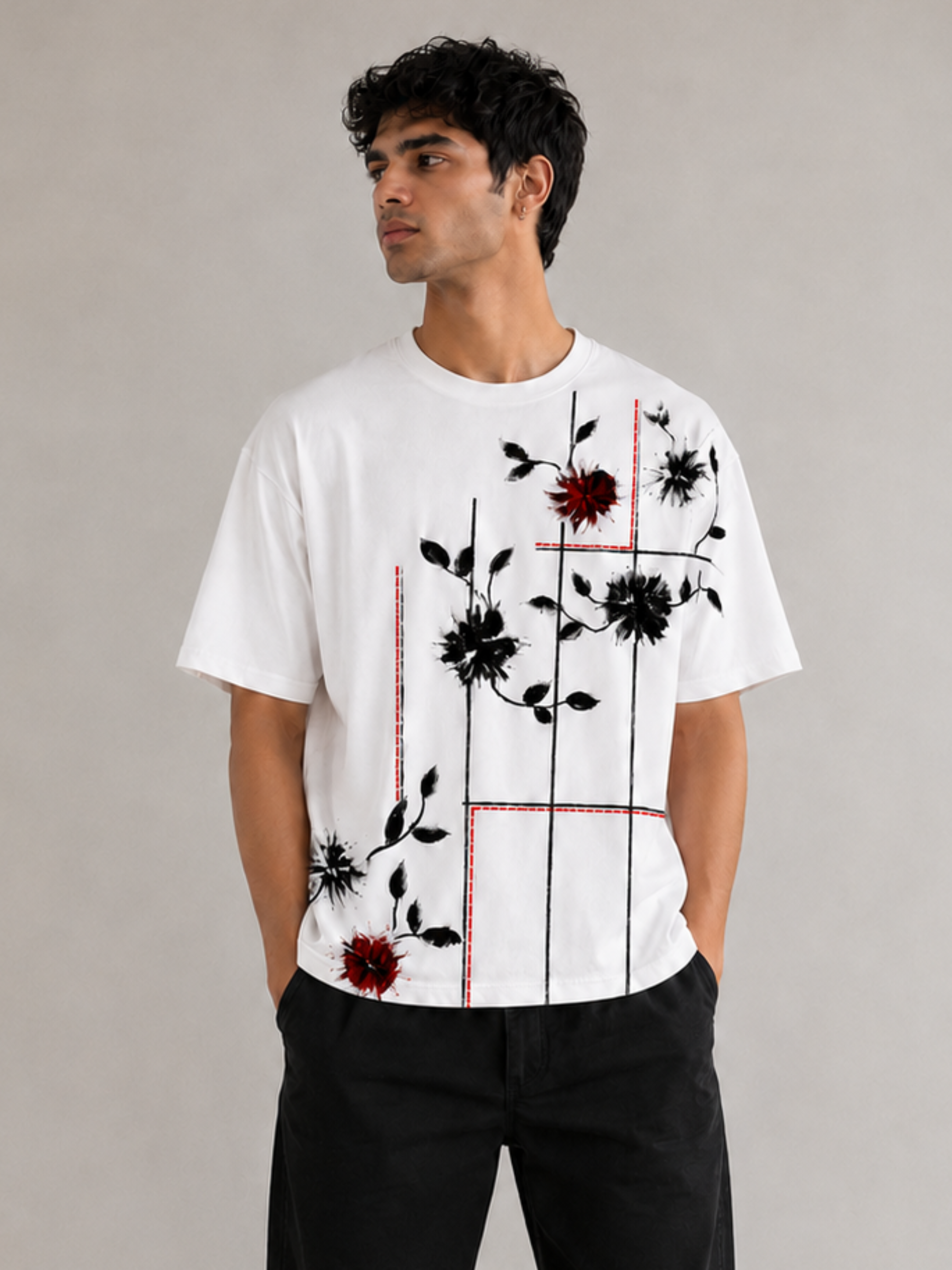 Rosecage Oversized Tee — Black Men
