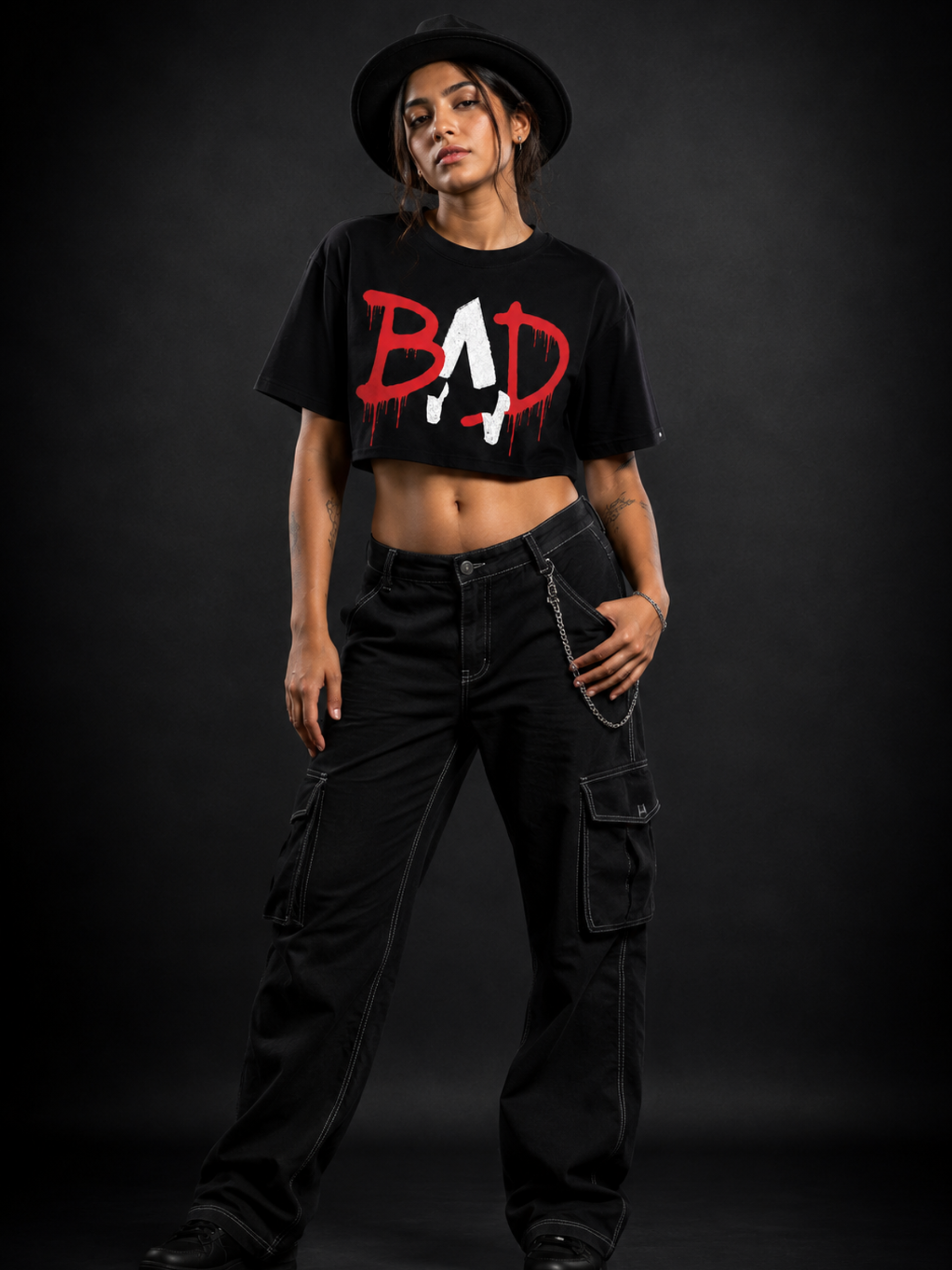 Tribute to MJ Tee + MJ BAD Crop Top (Black) - Couple Combo