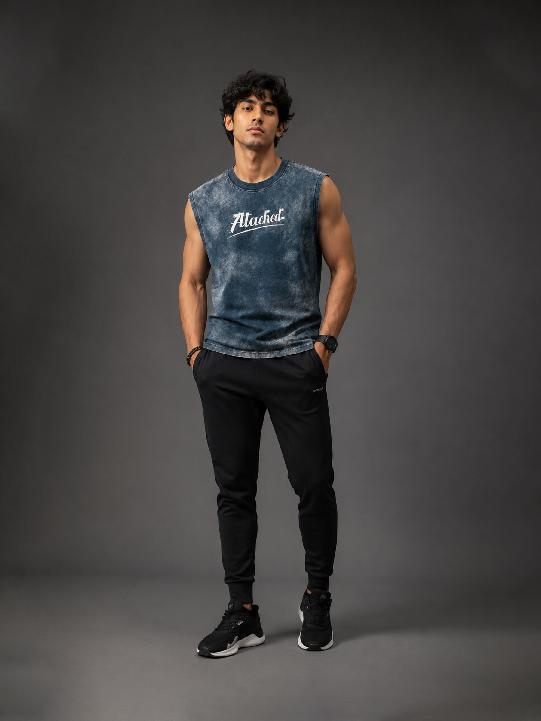 vest tshirt blue men