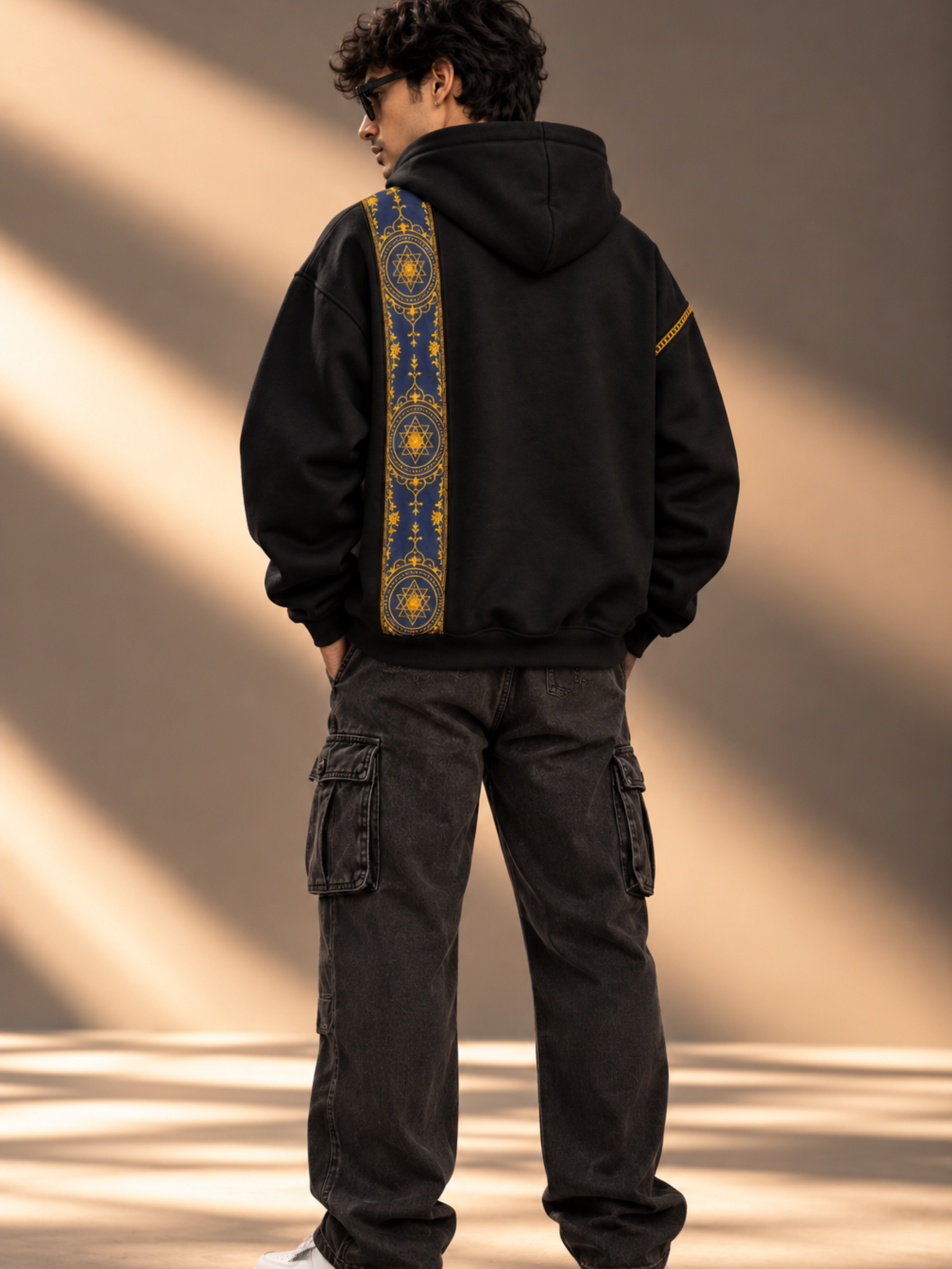 Cosmic Extra Drop Black Hoodie-Men